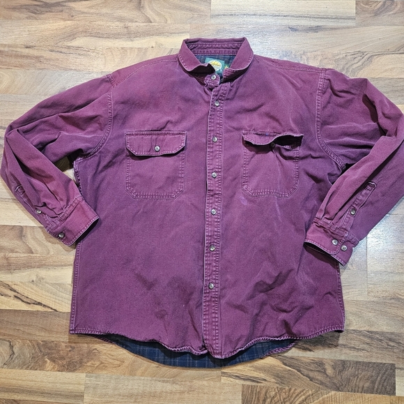 Cabela's Other - Cabelas Mens XL Maroon Flannel Lined Shirt Long Sleeve Button Up Work Outdoor